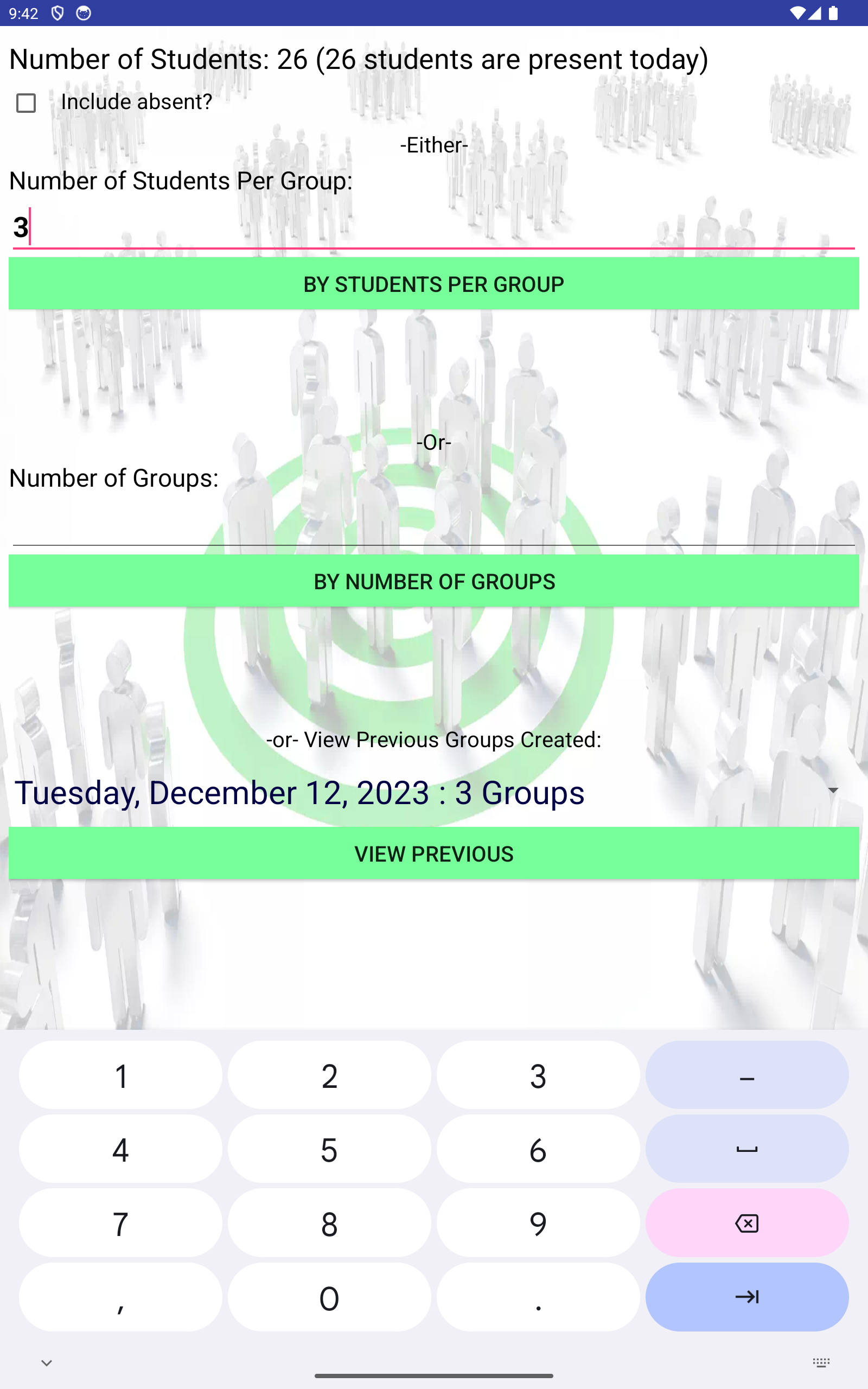 group student pick on Android sample