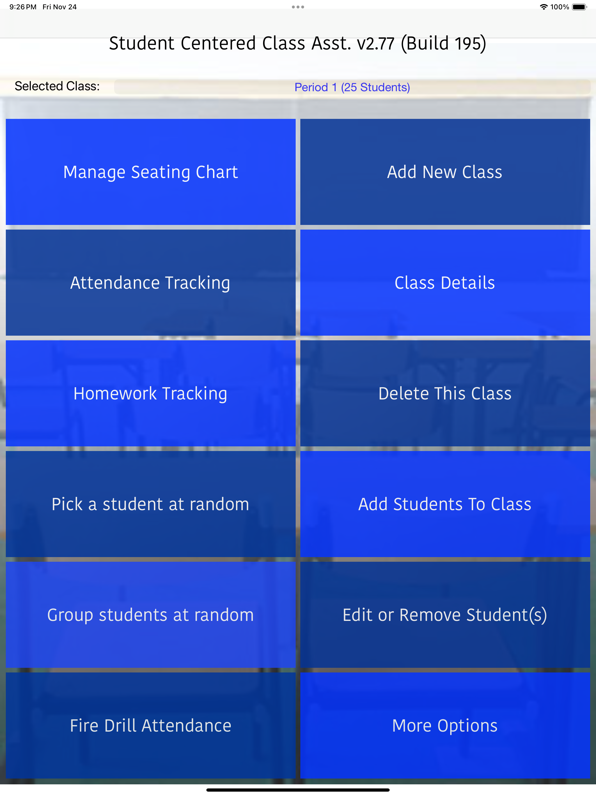 SampleiPad App Menu Image